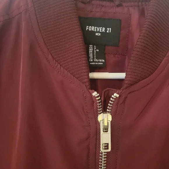Forever 21 Men's Maroon Bomber Jacket - Picture 2 of 3